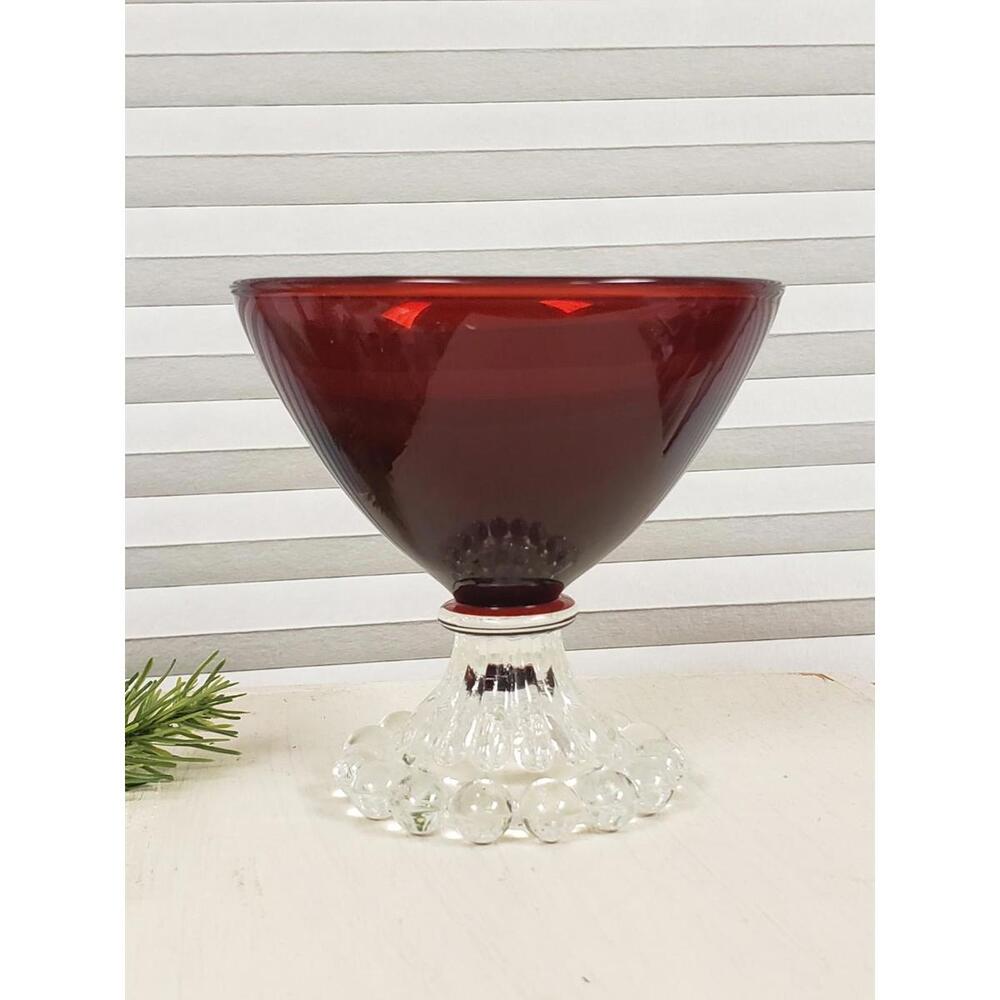 Vintage Anchor Hocking Royal Ruby Boopie Compote Sherbet Dish Bubble Base